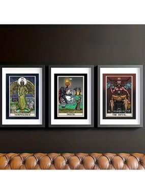 Tarot Canvas Art Prints - Temperance, Death, The Devil SET OF THREE 🌝